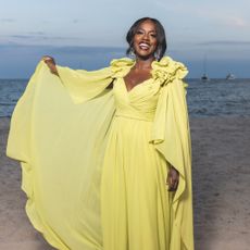 Viola Davis at the Cannes Film festival wearing a green cape dress